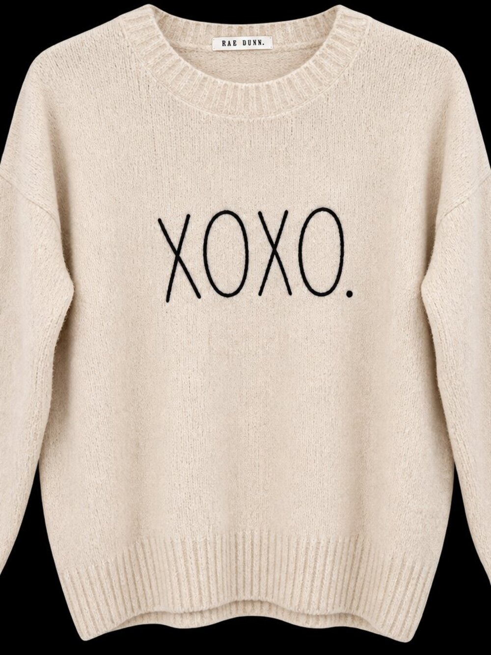 Rae Dunn XOXO Cream Knit Sweater Large NWOT